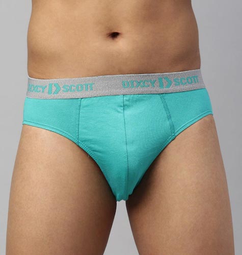 Men Teal Blue Solid Pure Cotton Basic Briefs